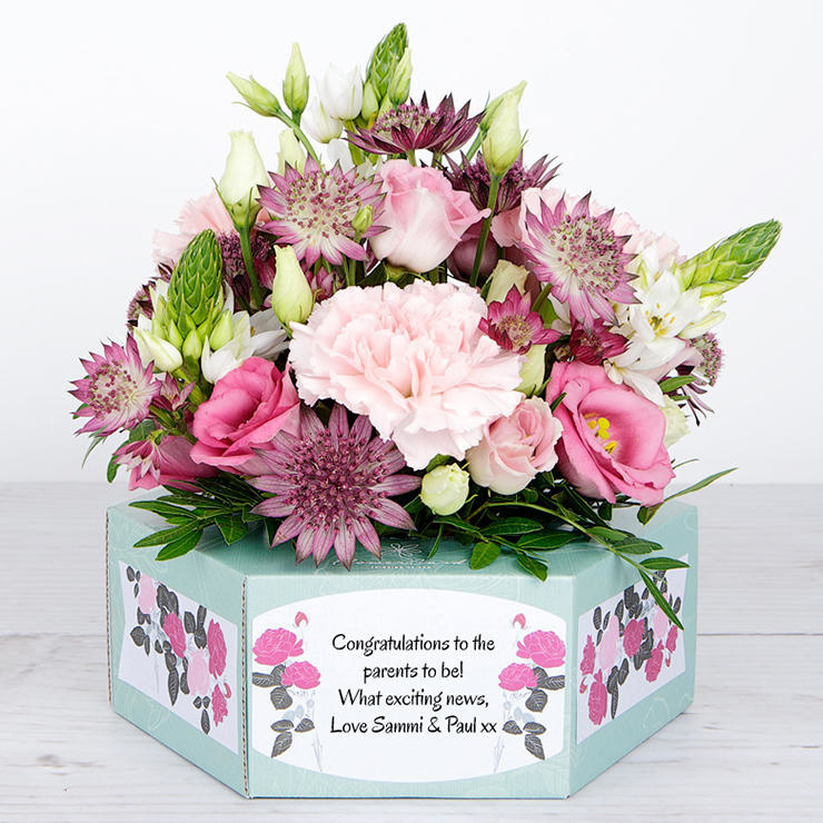 Flowerbox with Keano Roses, Pink Lisianthus and Astantia image