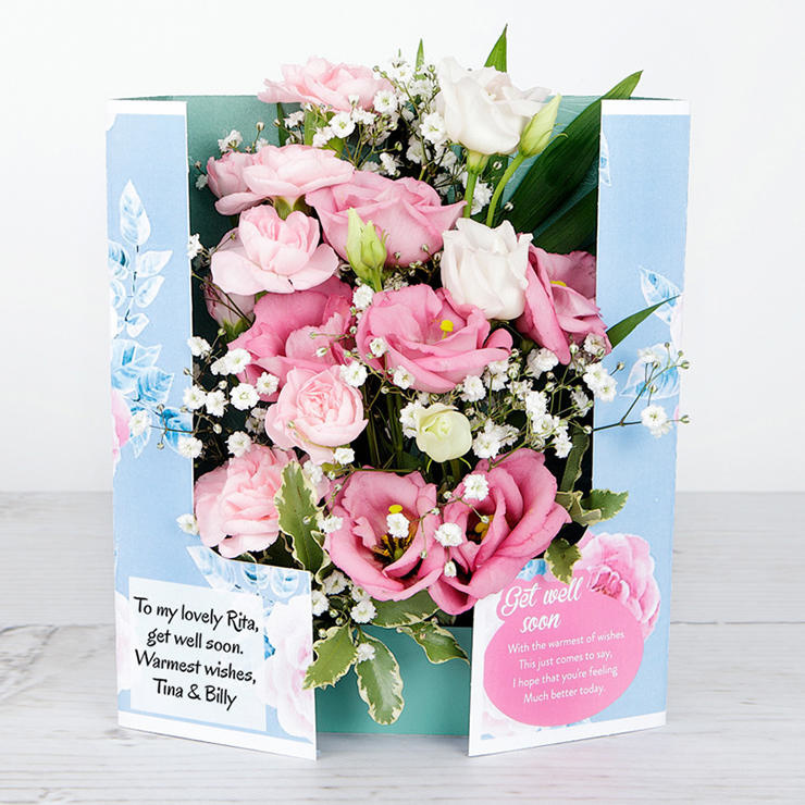 Get Well Soon Flowers with Pink Spray Carnations, Lisianthus, White Gypsophila and Pittosporum image