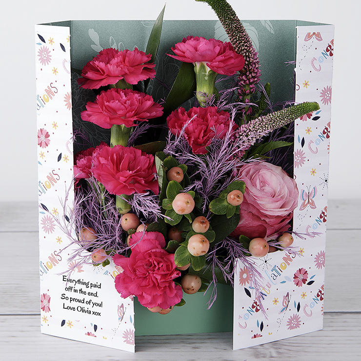 Pink Dutch Roses with Pink Veronicas, Spray Carnations and Hypericum Celebration Flowers image