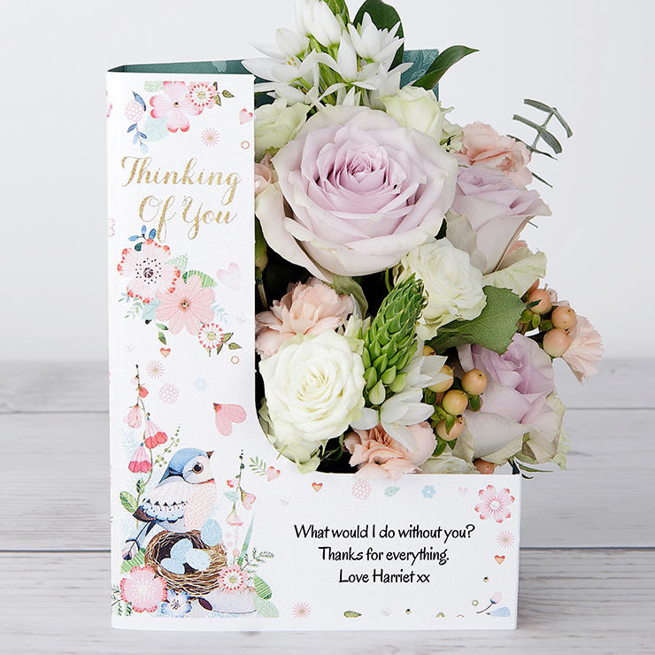Thinking Of You' Flowers with Spray Roses, Carnations and Eucalyptus image