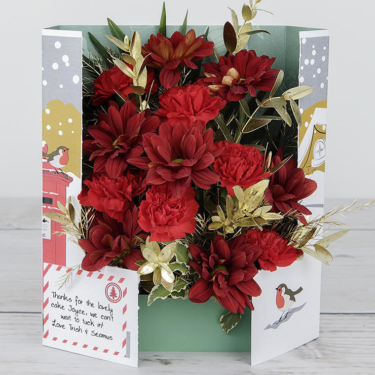Carnations and Chrysanthemums in a Personalised Flowercard image