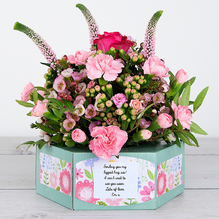 Dutch Rose accented with Veronica, Carnations and Wax Flowers 3D Flowerbox image