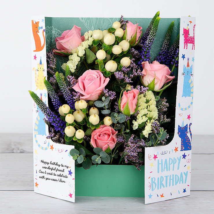 Birthday Flowers with Spray Roses, Veronica and Hypericum image