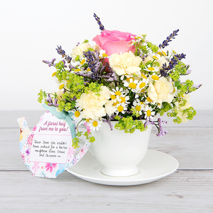 Kenyan Rose and Limonium with Lavender and Carnations Teacup Flowers image