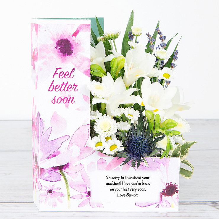 Free Better Soon' Flowers with White Freesias, Spray Chrysanthemum, Santini, Sprigs of Lavender and Silver Wheat image