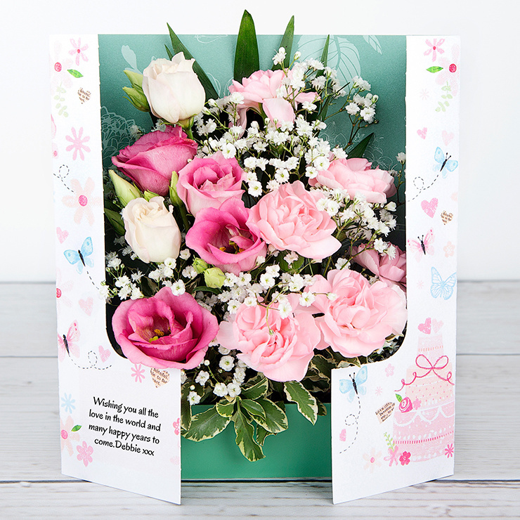 Personalised Wedding Flowers with Spray Carnations, Lisianthus, Gypsophila, Pittosporum and Chico Leaf image